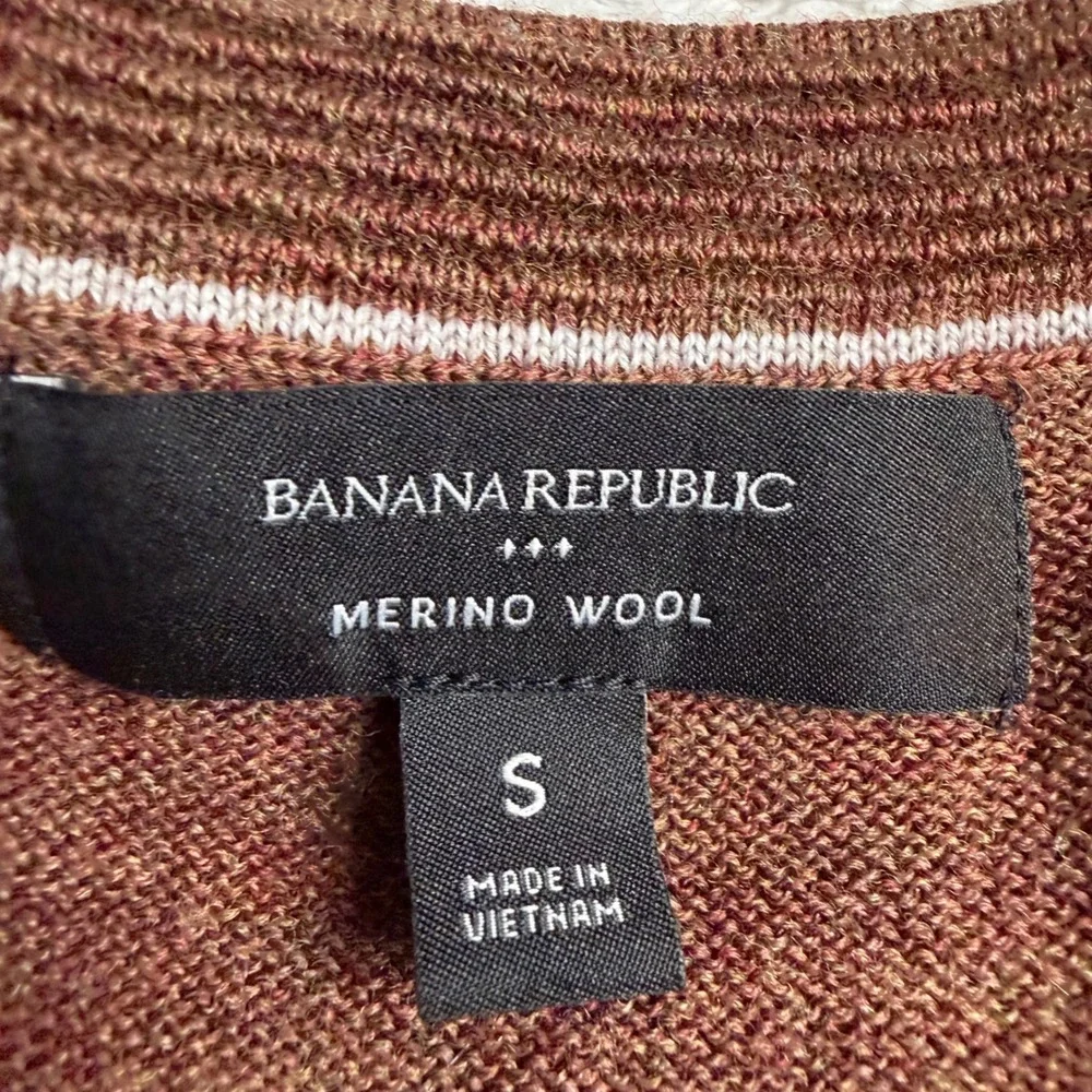 Banana Republic Merino Wool Crewneck Sweater Rust Brown S Quiet Luxury Earthy